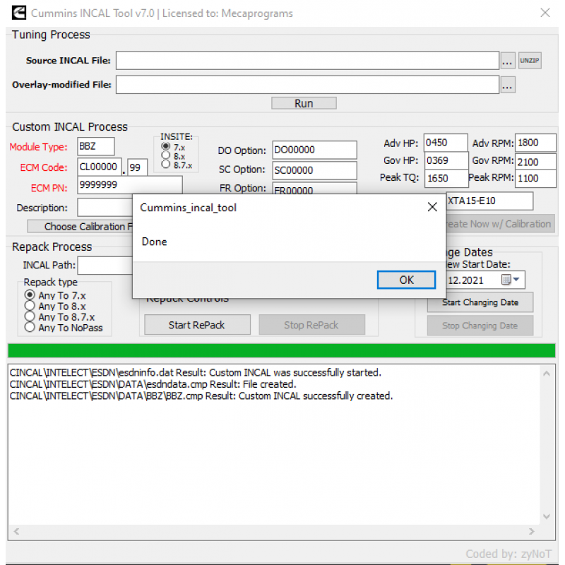 CUMMINS INCAL TOOL V7.0