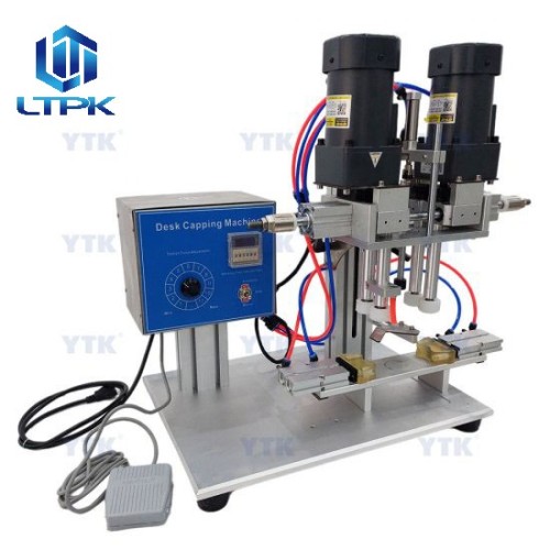 Semi auto screw capping machine with bottle clamping function