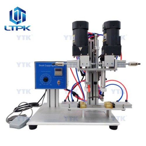 Semi auto screw capping machine with bottle clamping function