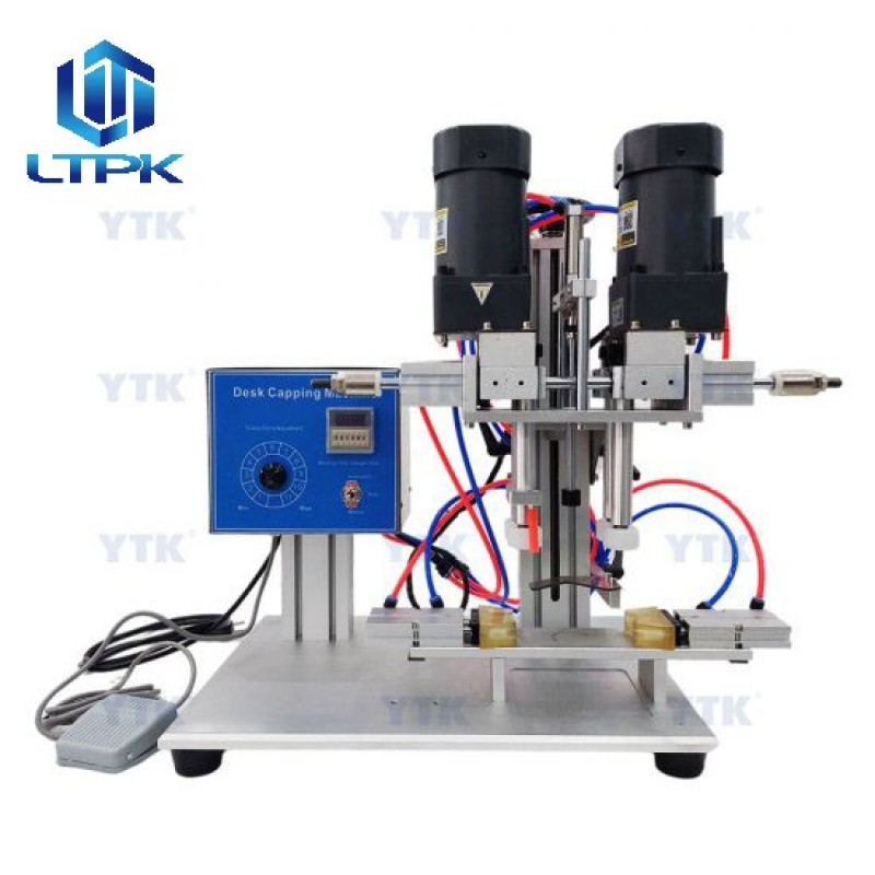 Semi auto screw capping machine with bottle clamping function 