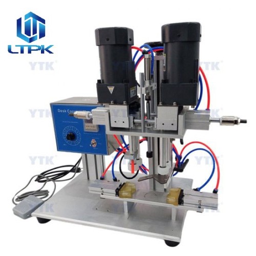 Semi auto screw capping machine with bottle clamping function