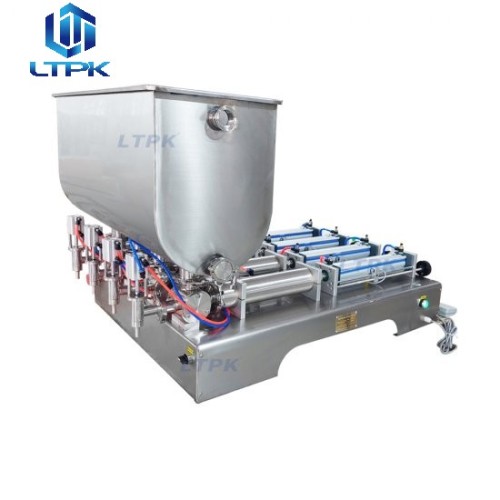 Pneumatic 4 nozzles cream paste filler with big hopper