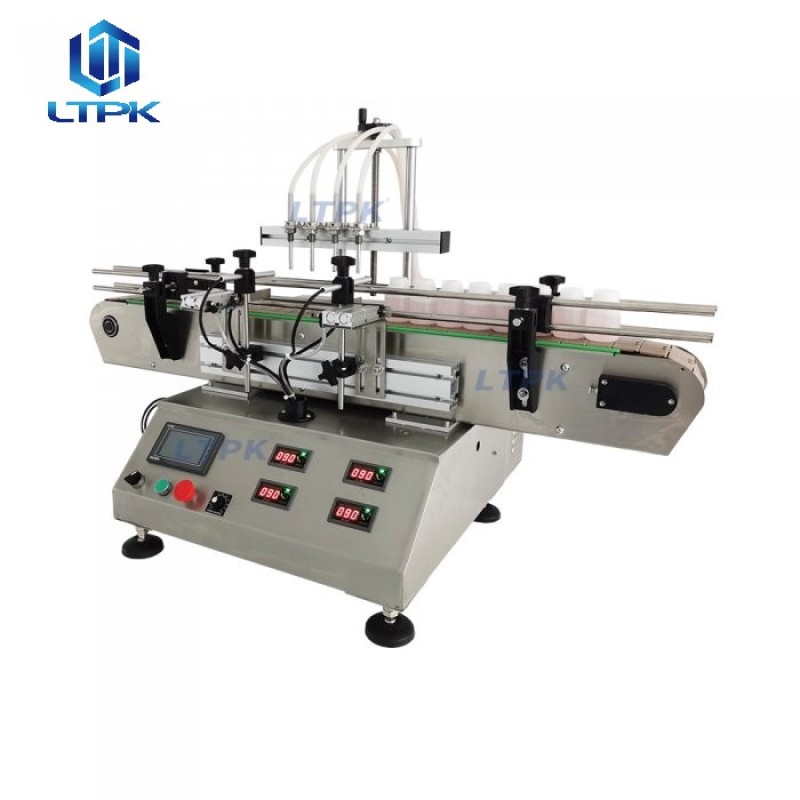 4 nozzles tabletop liquid filler magnetic pump filling machine 